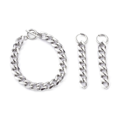 Set Pulsera Aretes SS