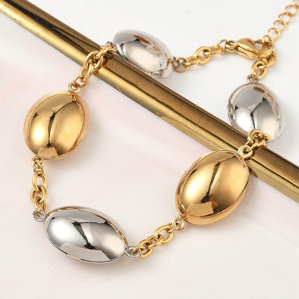 Pulsera Ovalada Doble Tono