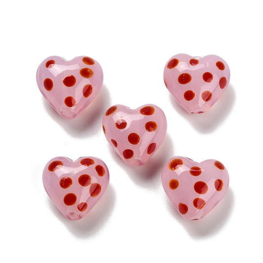 Corazon con puntos rojos (3pzs)