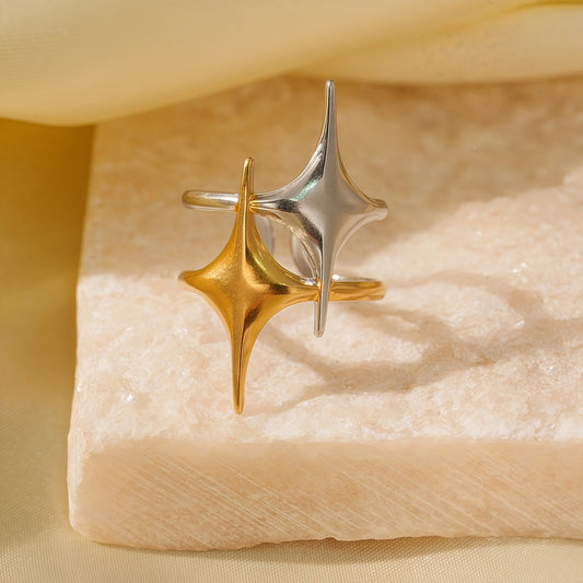 Anillo Doble Estrella Tono