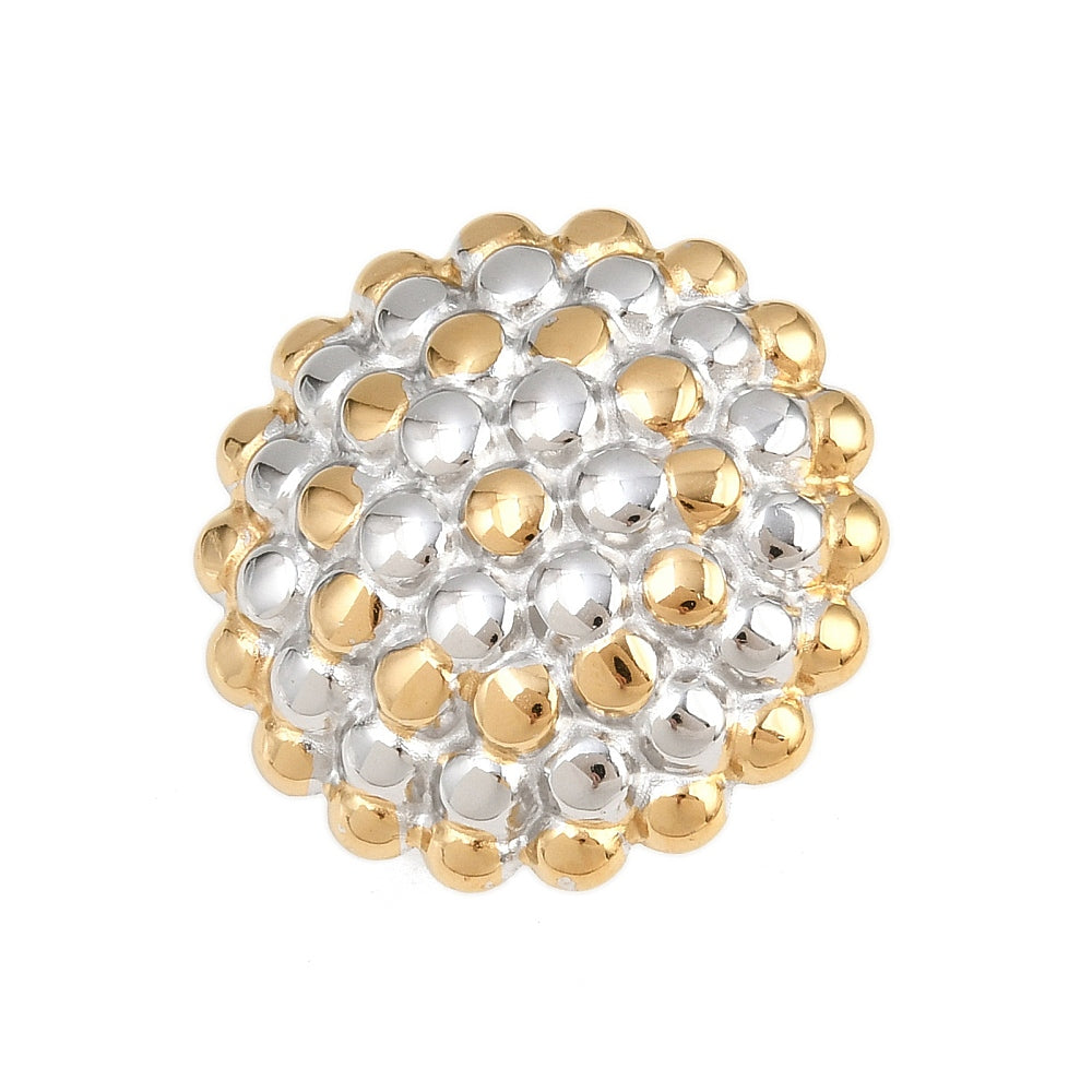 Anillo Doble Tono Esferas Planas