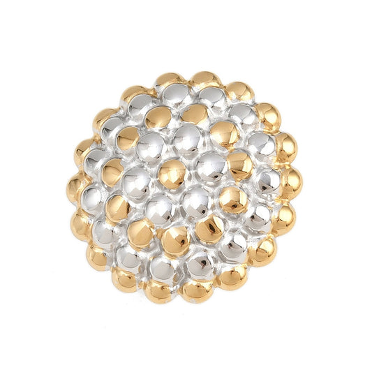 Anillo Doble Tono Esferas Planas