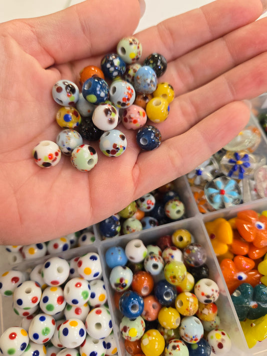 LampWork Circular Puntos(4pzs)