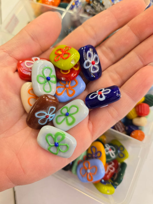 Lampwork Cuadrado Flor